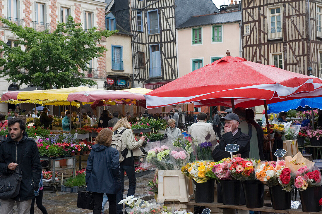 Le marche des Lices. Einer der größten Lebensmittelmärkte Frankreichs. Rennes. Bretagne. Frankreich.