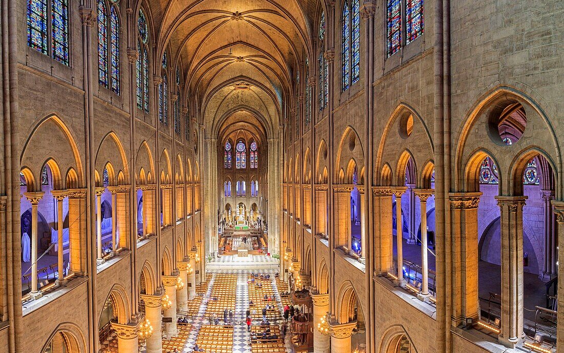 Frankreich,Paris,von der UNESCO zum Weltkulturerbe erklärte Zone,Stadtinsel,das Kirchenschiff der Kathedrale Notre-Dame
