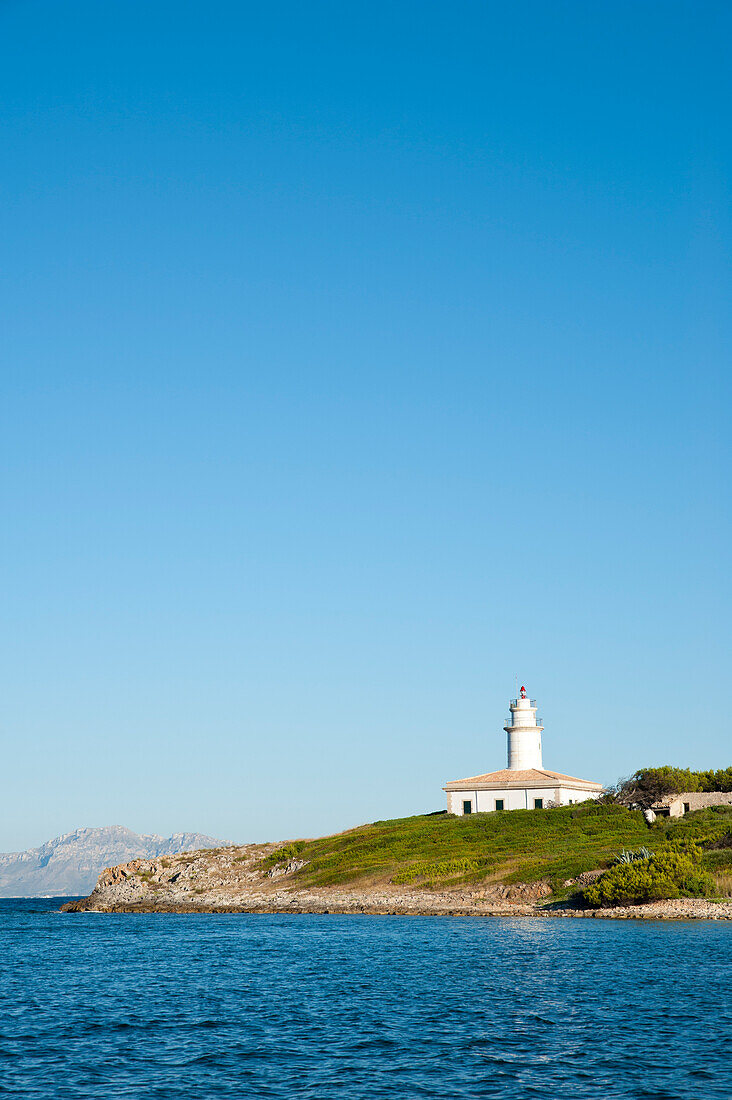 Alcanada Island And Its Lighthouse Near Alcudia,Mallorca,Balearic Islands,Spain