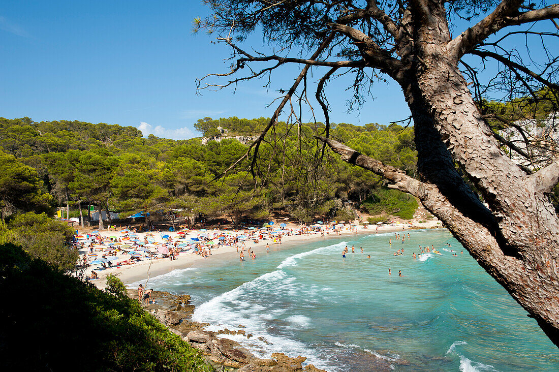 Tourists At Cala Macarella,Menorca,Balearic Islands,Spain