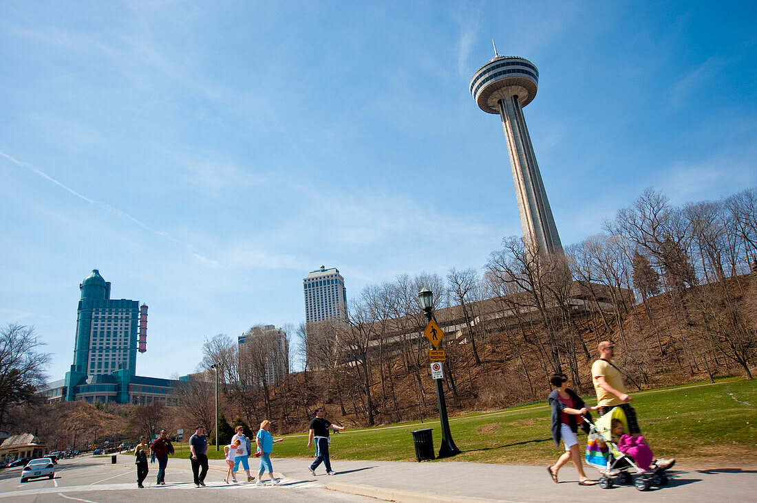 People In Niagara Falls City,Ontario And New York Border,Canada And United States Of America