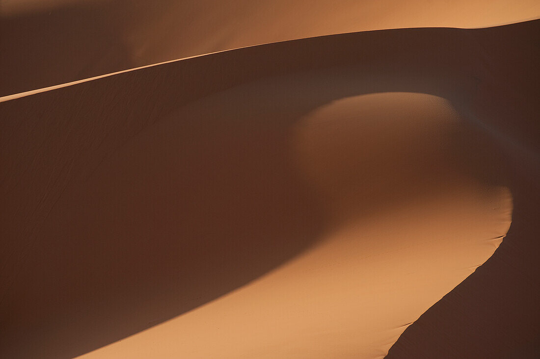 Morocco,Detail of sand dunes in Erg Chebbi area,Sahara Desert near Merzouga