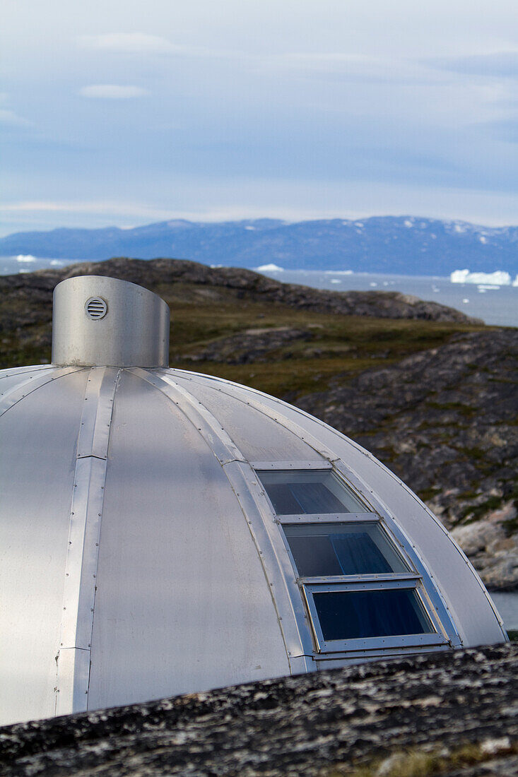 Aluminium 'igloos' At The Hotel Arctic In Ilulissat On The West Coast Of Greenland,The Most Northerly 4 Star Hotel. Greenland.