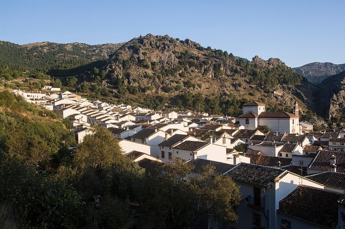 The town of Grazalema,the hub of the Sierra de Grazalema Natural Park,a Unesco Biosphere reserve since 1977. Andalucia,Spain