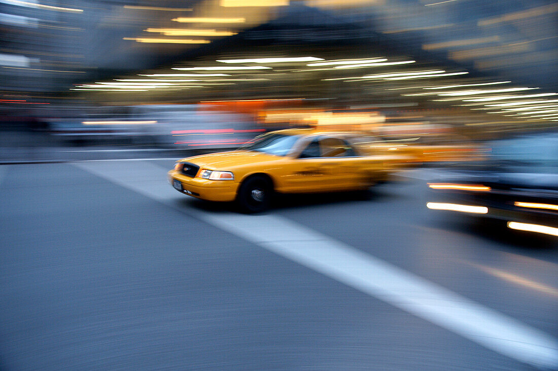 Yellow Taxis,Park Avenue,Midtown Manhattan,New York City,New York,United States Of America