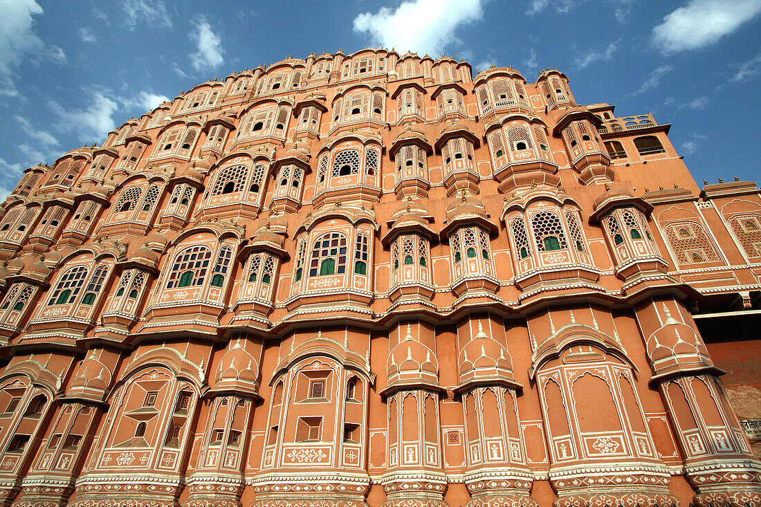 Hawa Mahal City Palace, Jaipurs markantestes Wahrzeichen, Jaipur, Bundesstaat Rajasthan, Indien.