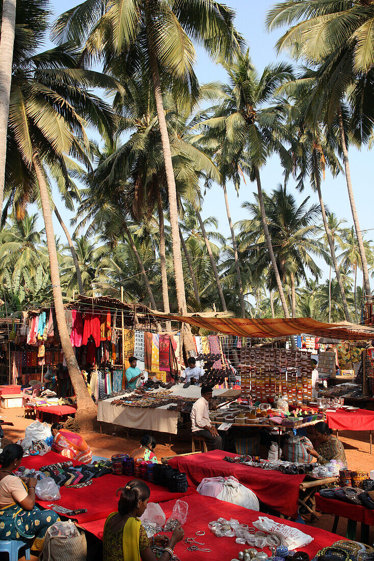 At world famous Anjuna Flea Market,held on Wednesdays on Anjuna Beach,Goa State,India,Asia.