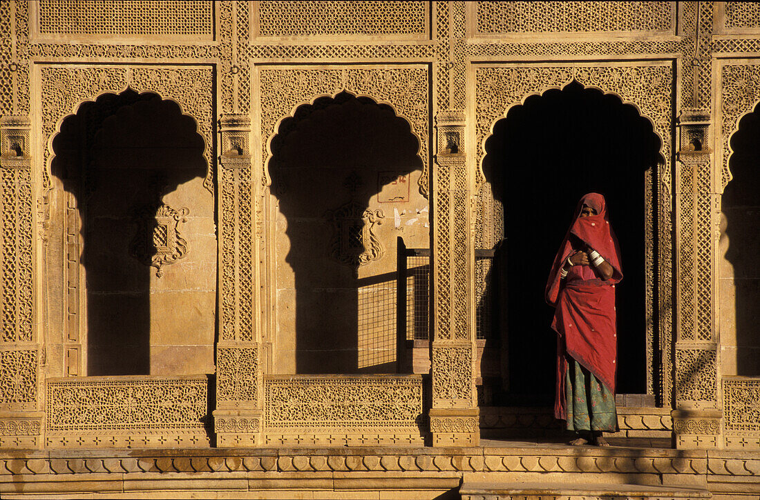 Woman In Archway,Jaisalmer,Rajasthan,India