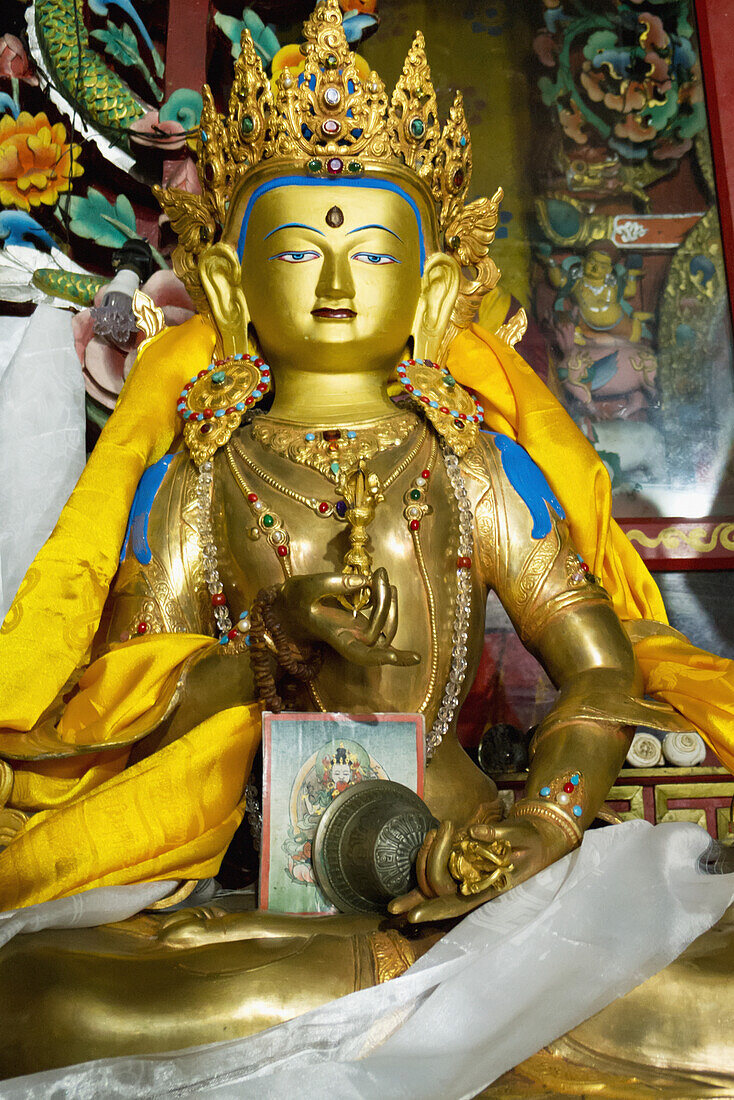 Indien,Tashiding-Kloster,West-Sikkim,Vergoldete Statue des Vajrasattva (Buddha der Reinigung) in der Drakkar-Tashinding-Gompa
