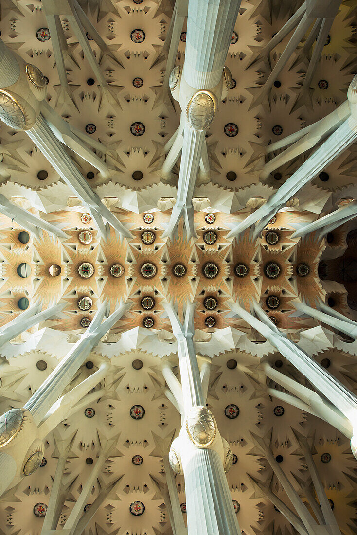 Spanien,Detail der Sagrada Familia Decke,Barcelona