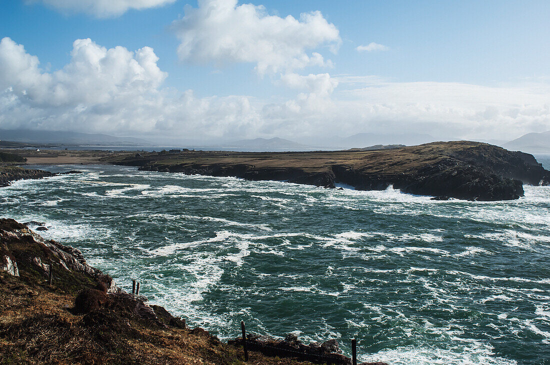 Waves crashing against Bolus Head,Ballinskelligs,Ring of Skelligs,County Kerry,Ireland,UK