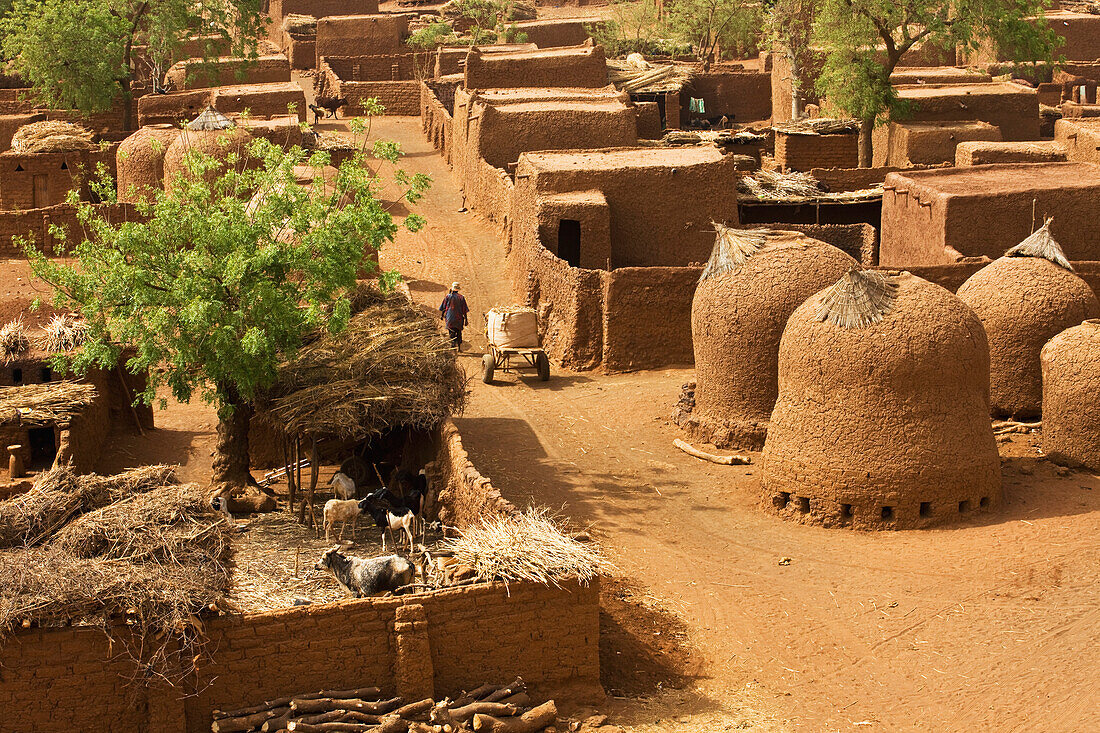 Niger,Central Niger,Tahoa,from rooftop of its World famous Friday Mosque,Yaama Village,Aerial view of Yaama Village