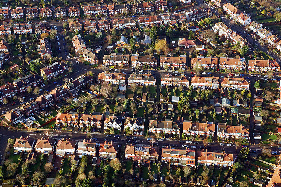 UK,England,Aerial view of residential district,London