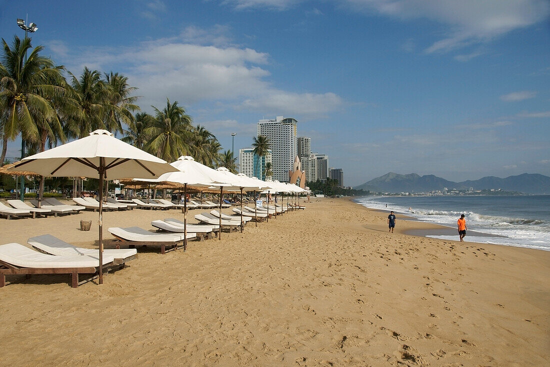 Vietnam,Sunbeds On Beach,Nha Trang