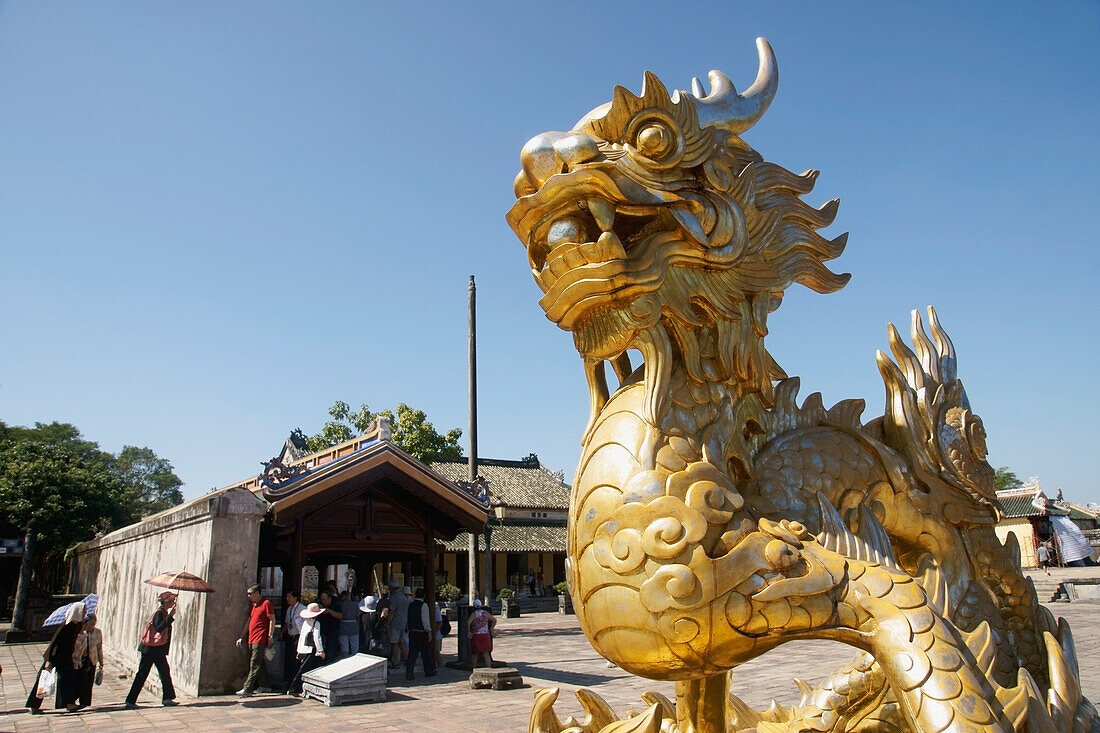 Vietnam,Hue,Giant gilded dragon,Imperial Citadel