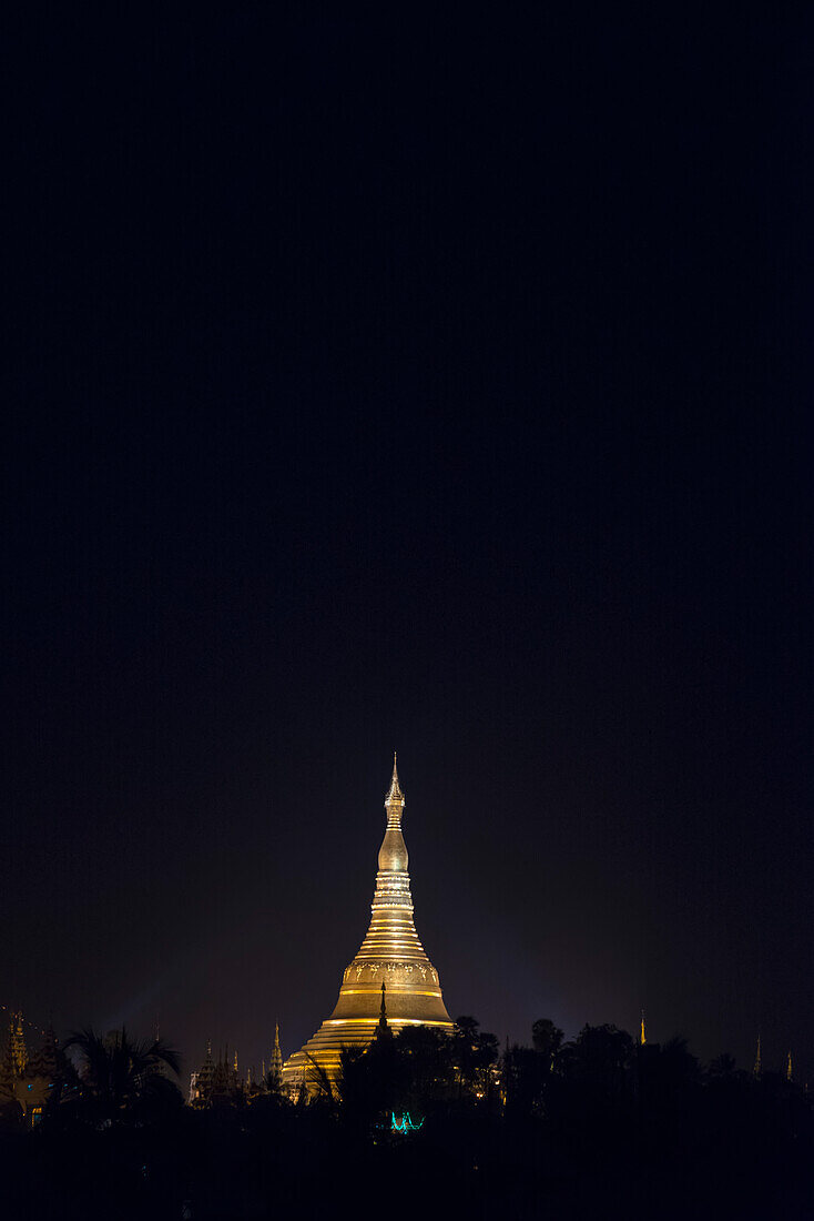 Myanmar (Burma),Shwedagon pagoda lit up at night,Yangon