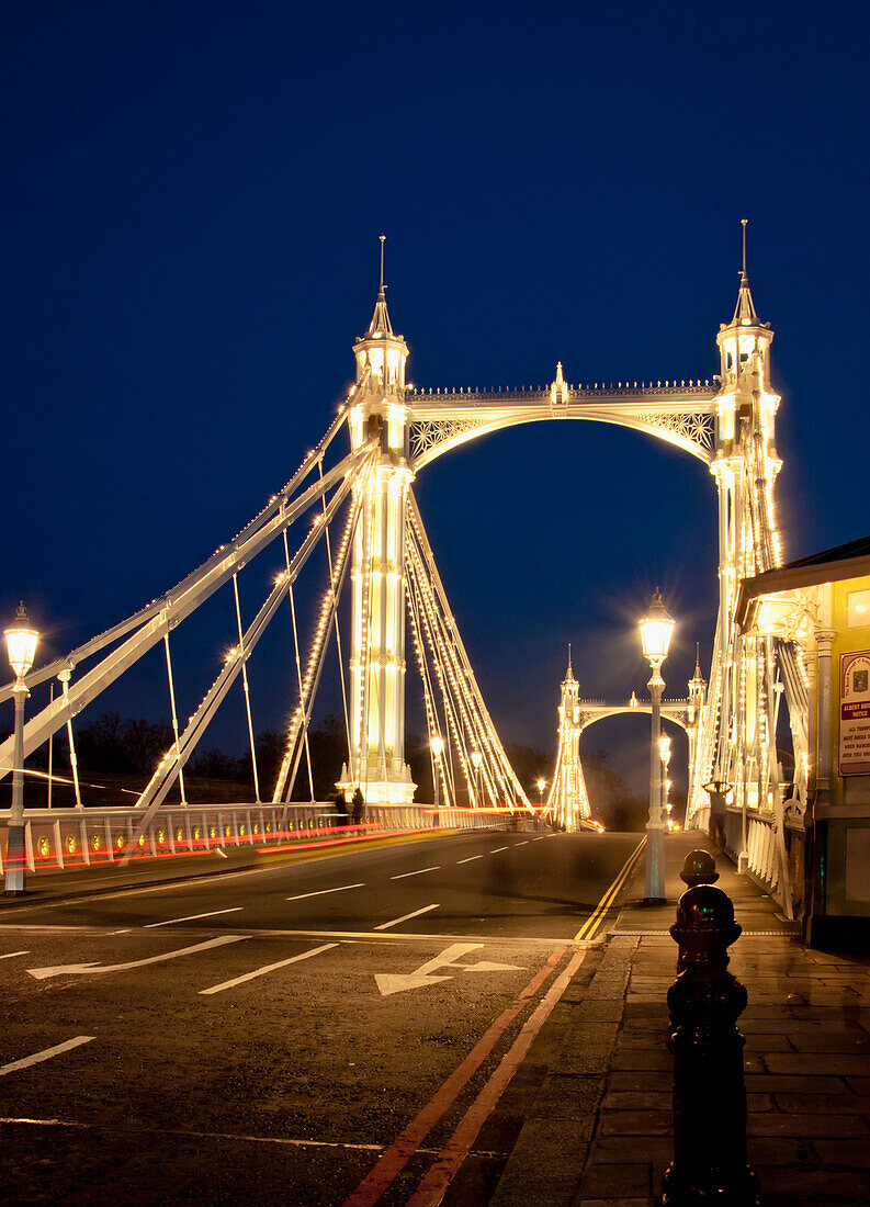 UK,England,Albert Bridge at night,London