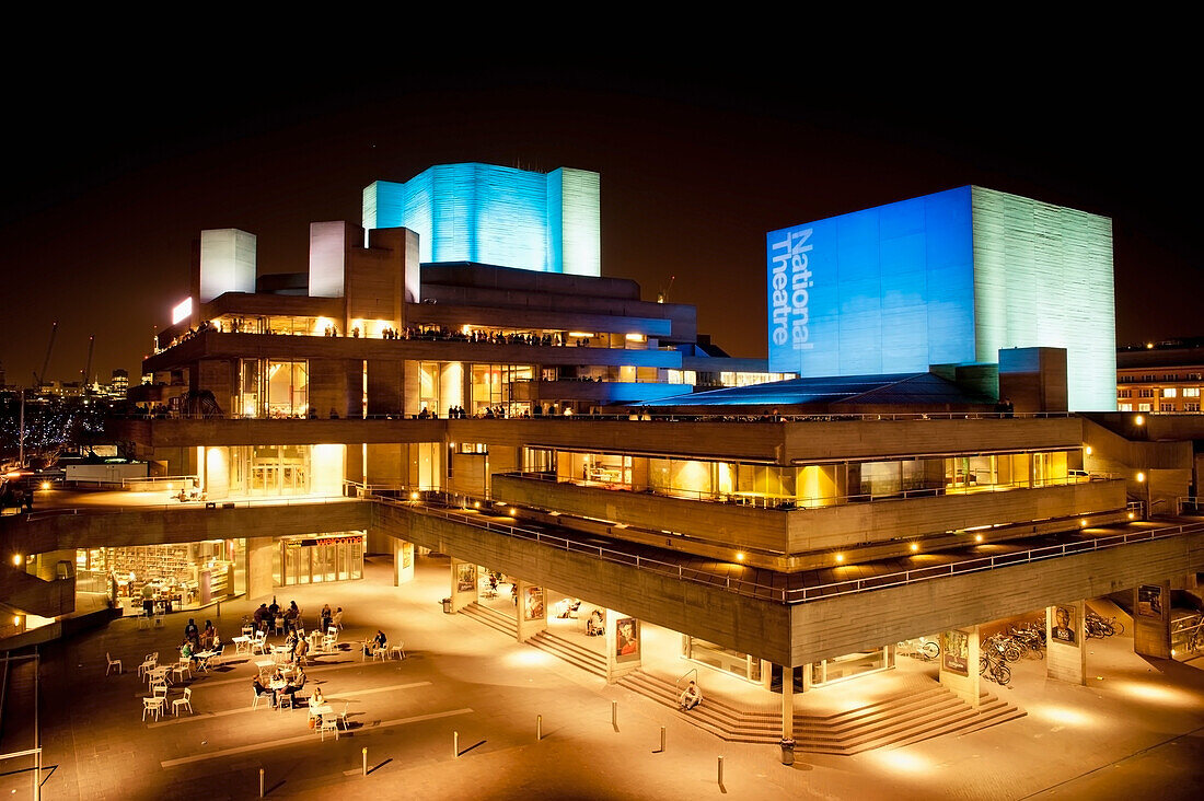 UK,England,National Theatre at night,London