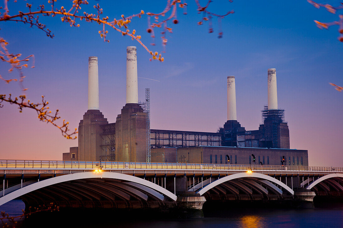 UK,England,View of Battersea Power Station from Chelsea Bridge,London