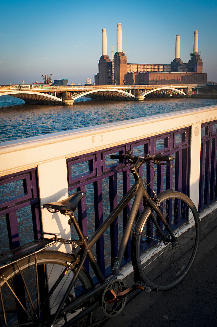 UK,England,View of Battersea Power Station from Chelsea Bridge,London