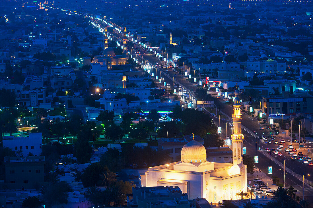 View Of Mosques At Dusk Along The Jumeirah Beach Road,Jumeirah Beach Hotel,Dubai,United Arab Emirates