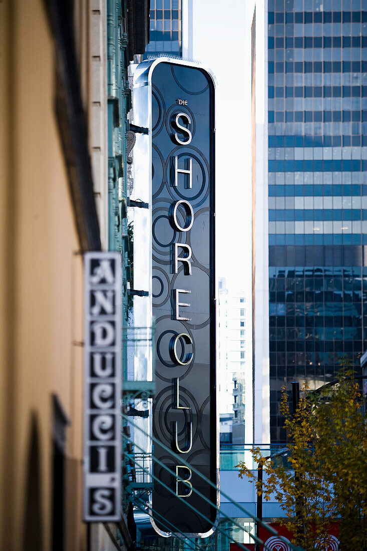 Sign For Shore Club Hotel,Vancouver,British Columbia,Canada