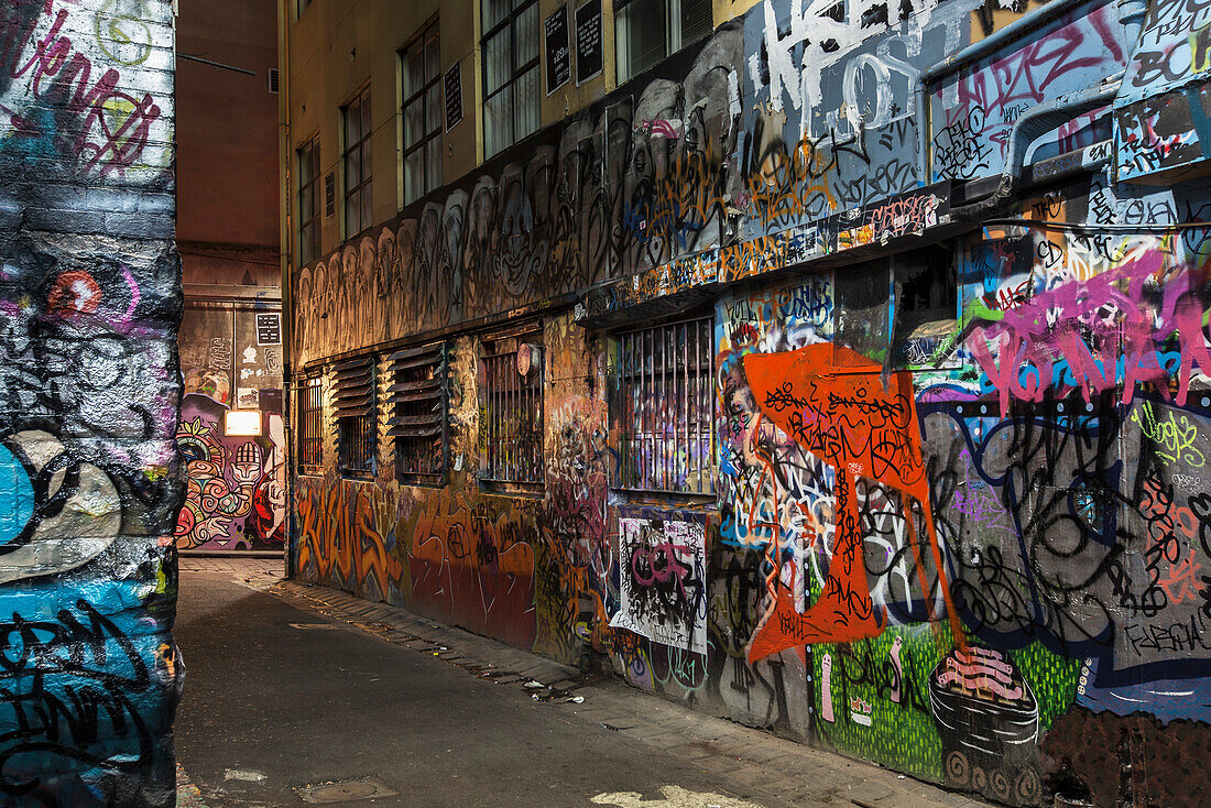 Australien,Victoria,Blick auf die Straßenkunstinstallation in der Hosier Lane,Melbourne
