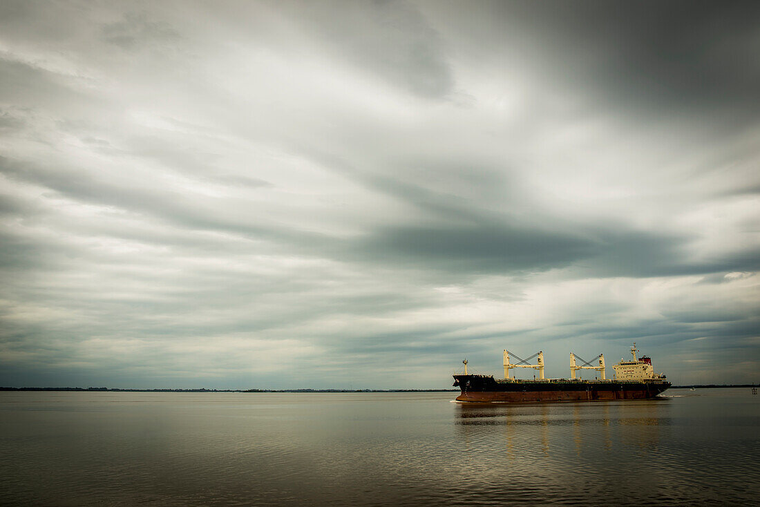 Brazil,Cargo Ship In Guaiba River,Porto Alegre