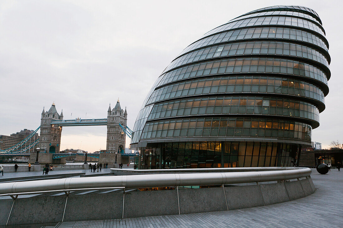 Greater London Council (Glc) Building And Tower Bridge,London,England,Uk