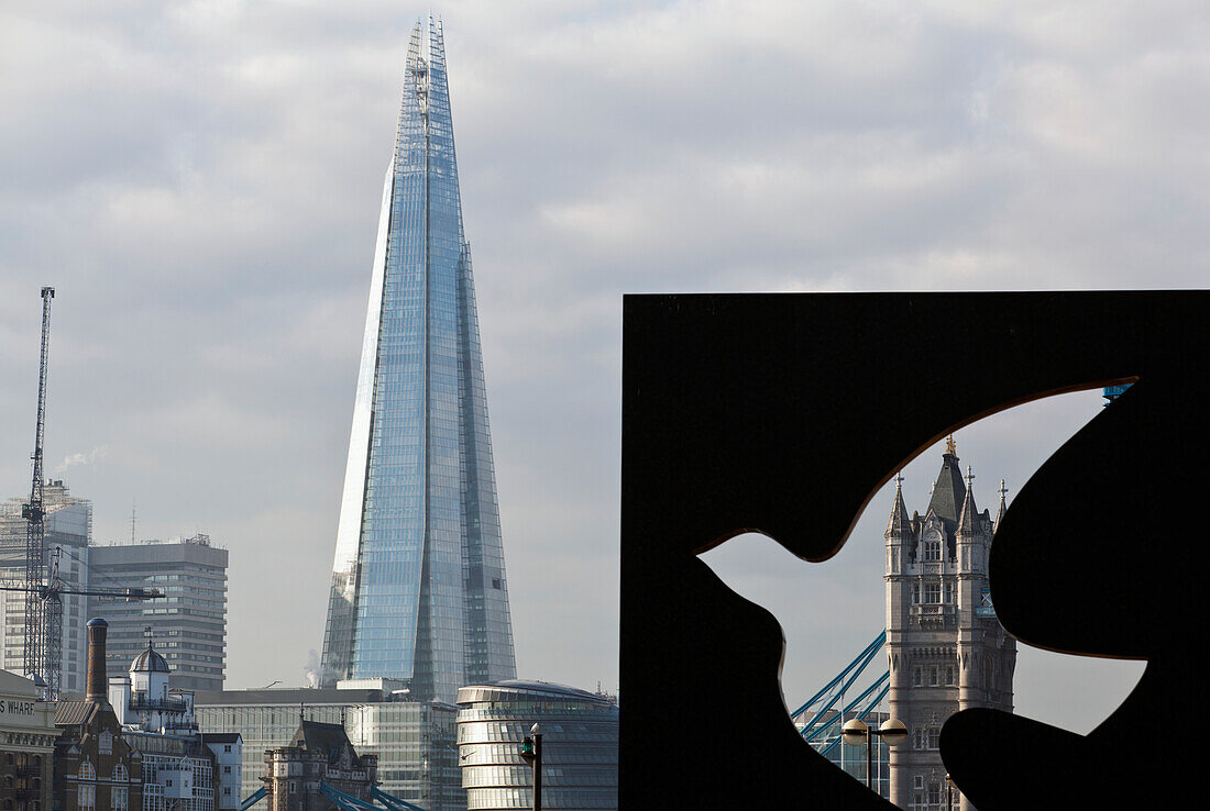 Shard And Tower Bridge Viewed Through Public Art,London,England,Uk