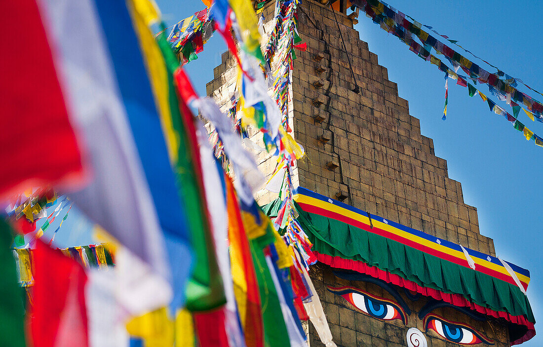 Prayer Flags And Stupa,Kathmandu,Boudhanath,Nepal