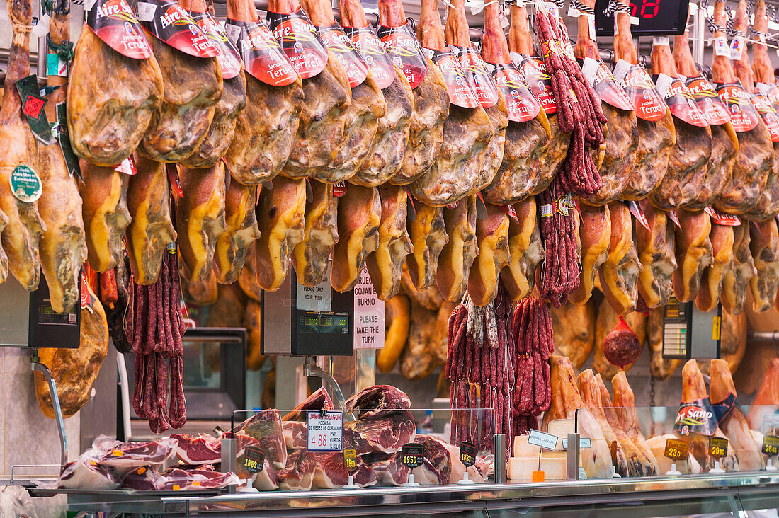 Stall In Mercado Central Selling Ham,Valencia,Spain