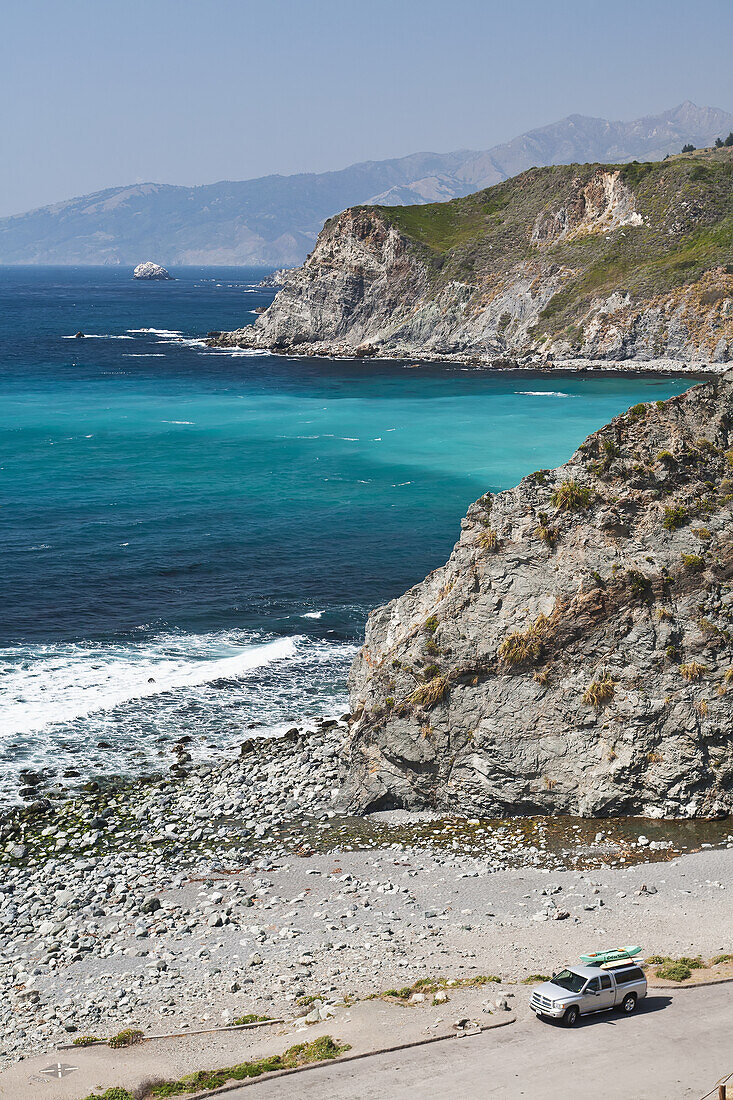 Elevated View Of Coastal Road,California,Usa