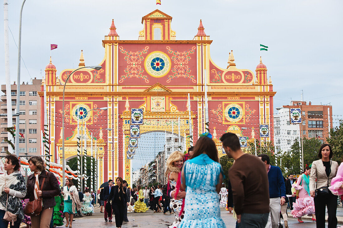 April Feria Festival,Main Entrance Gate,Seville,Andalucia,Spain