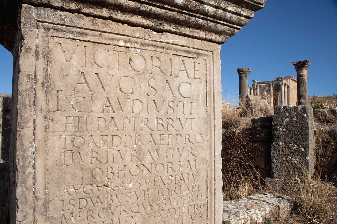 Roman Ruins,Inscriptions Along The Cardo Maximus,Djemila,Algeria