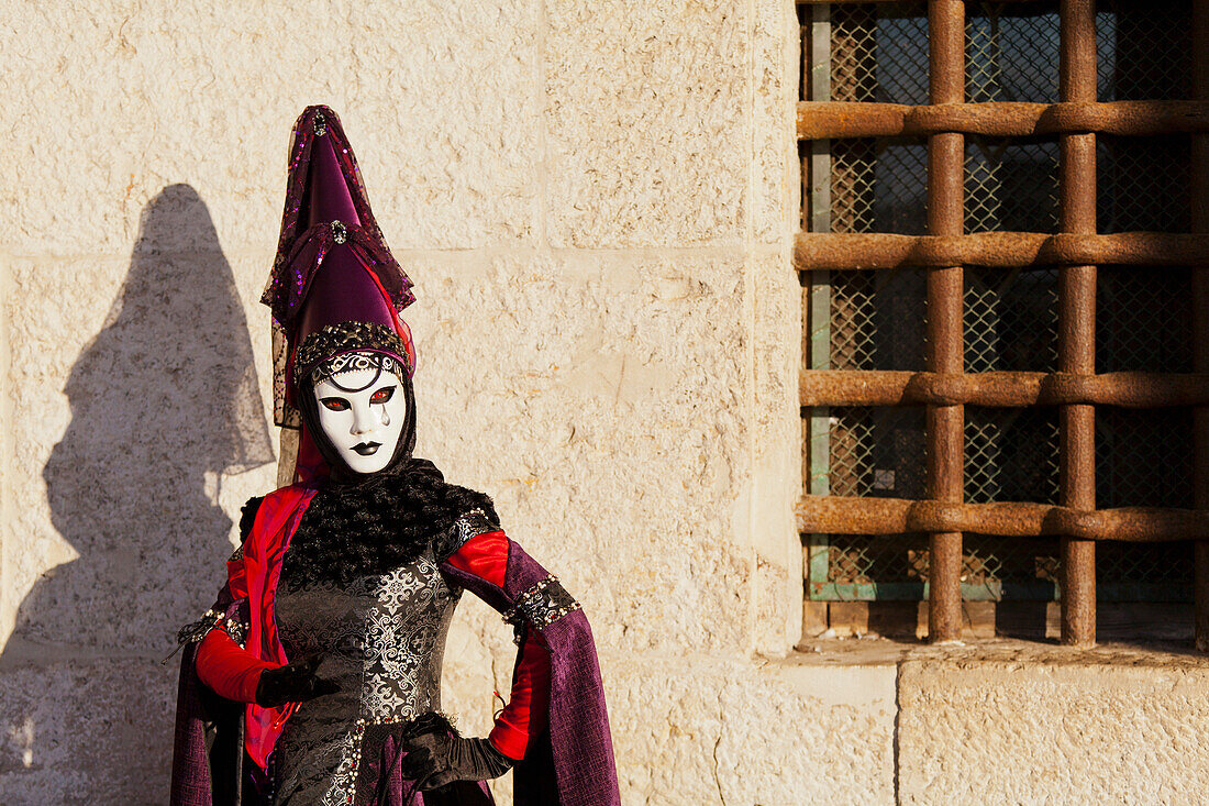 Person In Venetian Costume During Venice Carnival,Venice,Italy