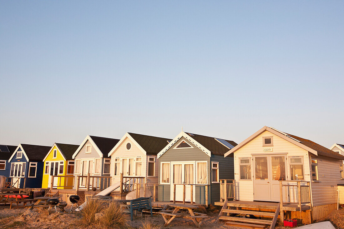 Beach Huts,Christchurch Harbour,Mudeford,Dorset,England,United Kingdom