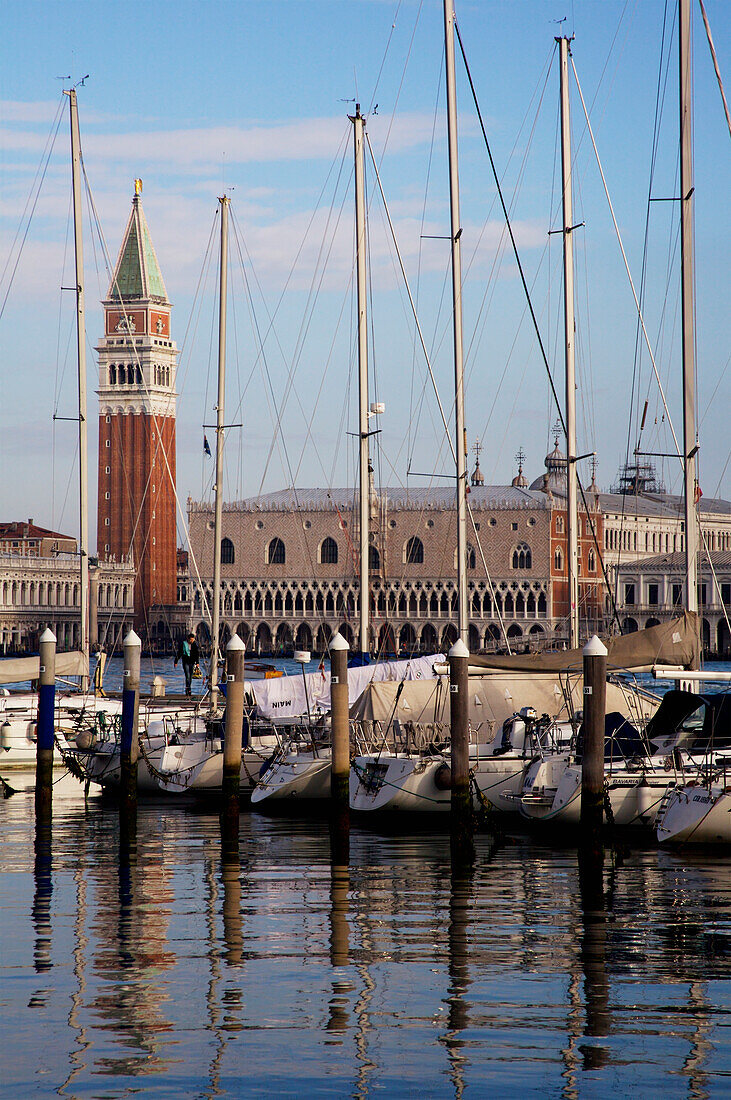 Doge's Palace And St Mark's Square From San Giorgio Maggiore Island And Its Marina,Venice,Italy