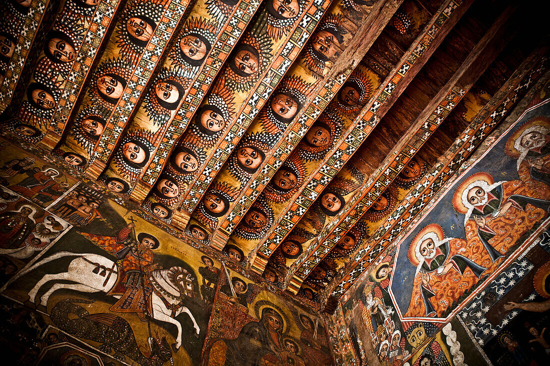 Details Of The Painted Ceiling And Walls In Debre Berhan Selassie Church,Gondar,Amhara Region,Ethiopia