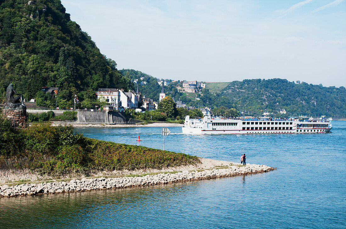 A Large Boat On The River Rhine,Germany