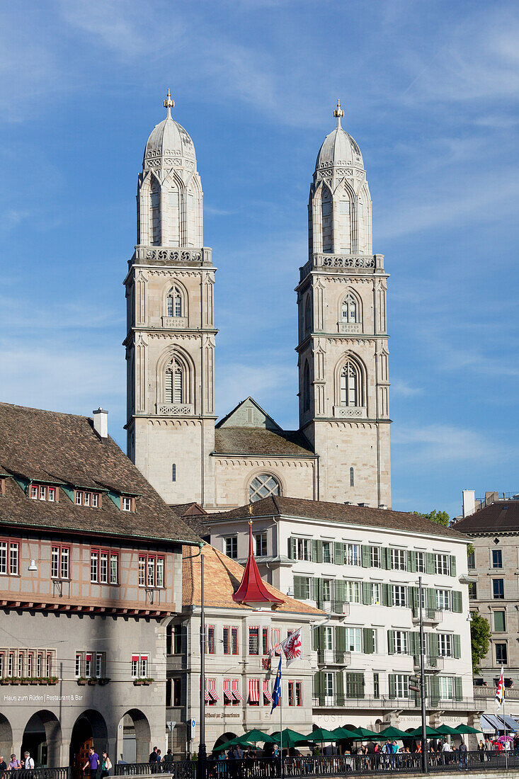 Türme der Großmünsterkirche, Stadt Zürich, Zürich, Schweiz