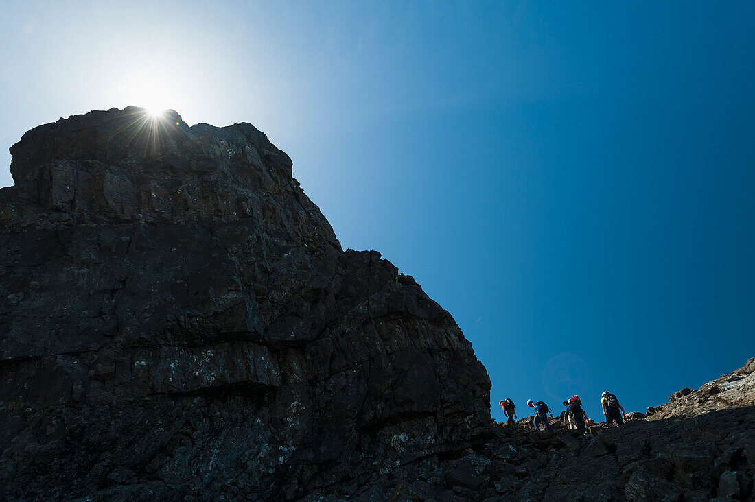 Climbers Going Up Ridge In The Black Cuillin,Isle Of Skye,Scotland