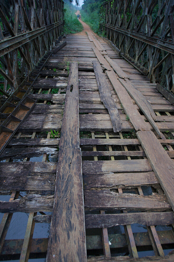 Dilapidated bridge leading to and from the gold mines in the Congo,Cinquante,Democratic Republic of the Congo