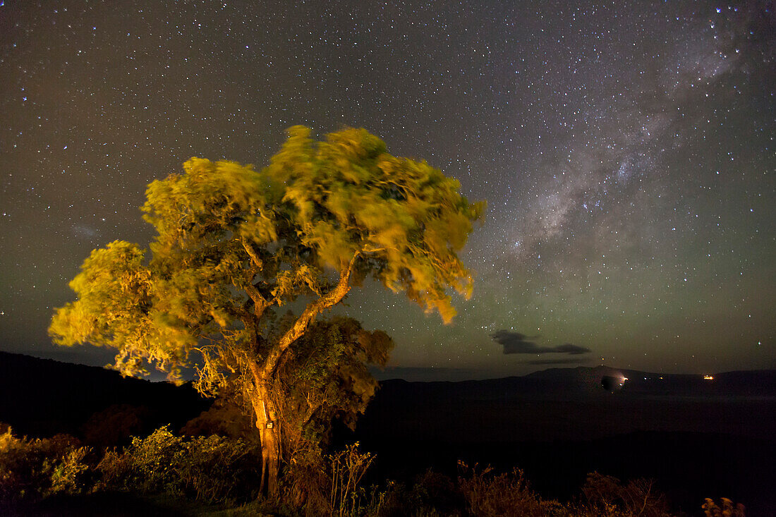 Atemberaubende Schönheit der Milchstraße über dem Ngorongoro-Krater in Tansania, Tansania