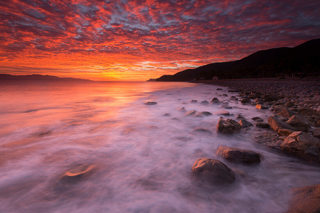 Dramatic sunrise over the Sea of Cortez near La Paz, La Paz,Baja California,Mexico