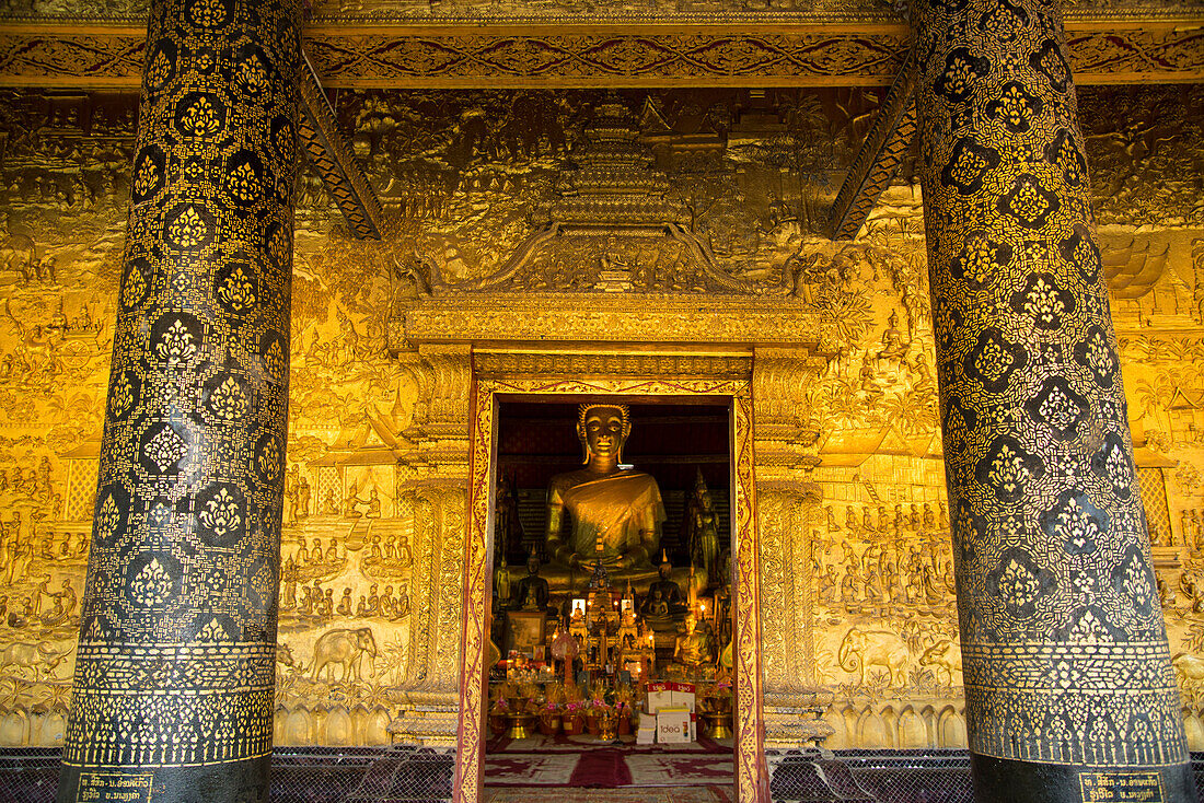 Interior of Wat Xieng Thong temple in Luang Prabang,Luang Prabang,Laos