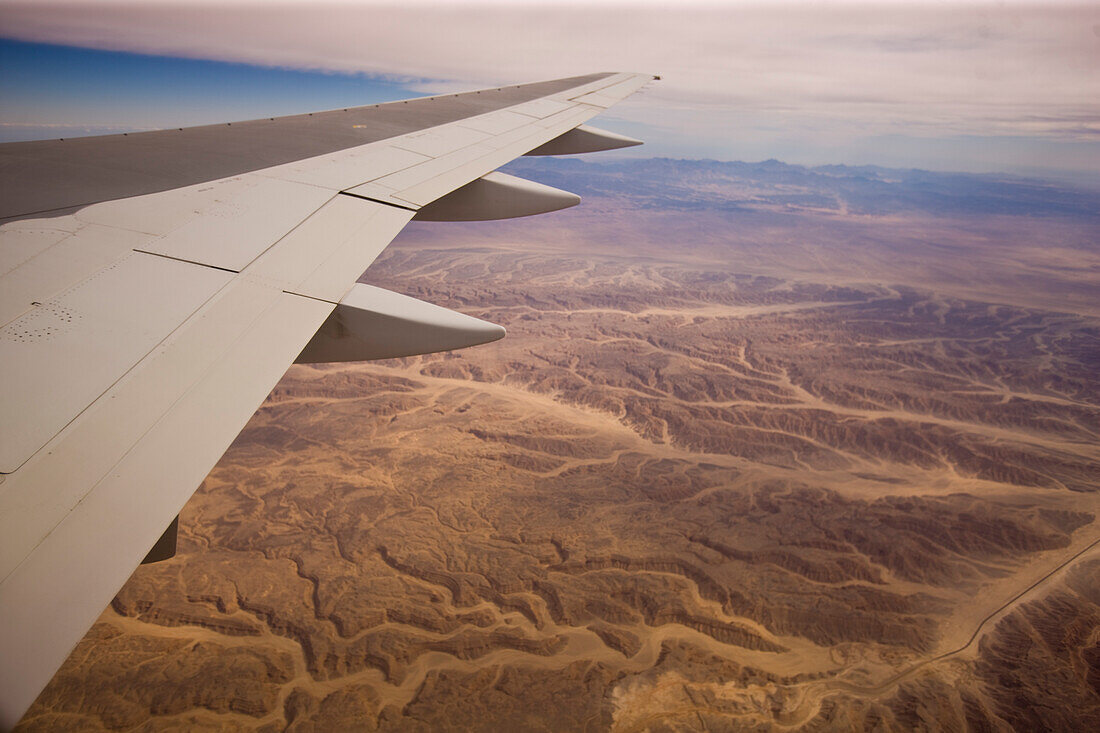 View from the airplane window on the approach to Cairo,Cairo,Egypt