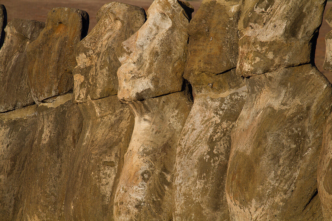 Moai at Tongariki on Easter Island,Easter Island,Isla de Pascua,Chile