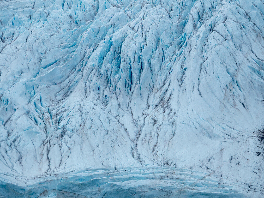 Detail des Tidewater-Gletschers vor der Westküste des Svalbard-Archipels, Spitzbergen, Svalbard, Norwegen