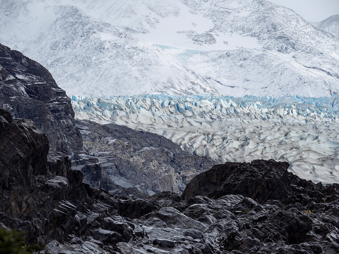 Grey Glacier that comes down from the third largest icefield in the world-the southern Patagonian icefield in Torres del Paine National Park,Patagonia,Chile